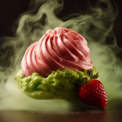 Smoky Pink Dessert with Strawberry and Avocado Mousse
