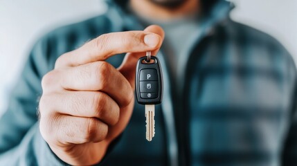 Hand holding car key