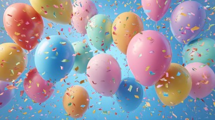 bright and festive birthday celebration with colorful balloons and confetti colorful festive confetti