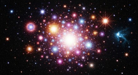 Obraz premium Vibrant and colorful star field with bright celestial objects in deep space and a glowing nebula