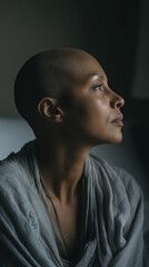 Woman in contemplative pose with a serene expression in soft natural light