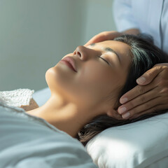 Relaxation session with gentle massage in a calm indoor setting during daylight hours