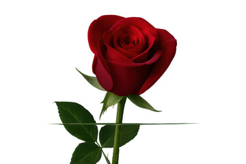 Fototapeta premium Single Red Rose with Transparent Background in a Glass Vase