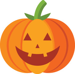 Smiling Halloween Pumpkin with Triangle Eyes and Square Teeth Illustration