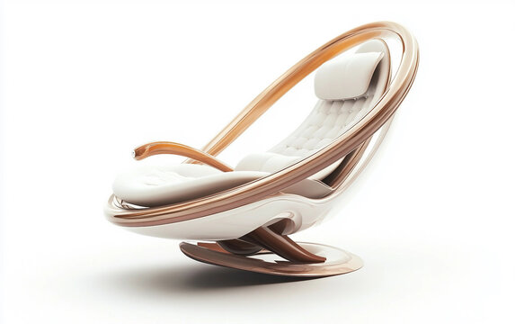 Illustration of a zero gravity meditation chair floating in a surreal imaginative concept isolated on transparent background PNG