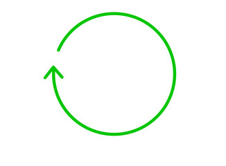 Green circular arrow indicating rotation or cycle, isolated on transparent background