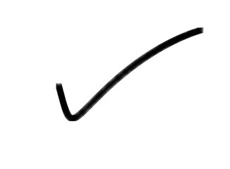 Black check mark symbol isolated on transparent background