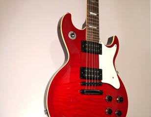 Red electric guitar, close-up