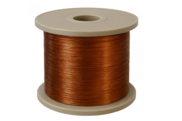 Copper winding wire coil on transparent background
