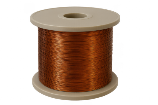 Copper winding wire coil on transparent background