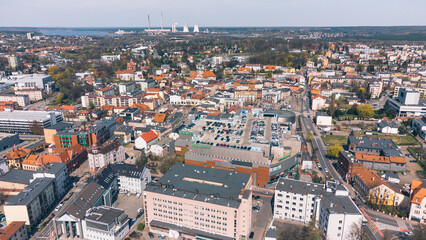 Aerial View of City Center of Rybnik, Upper Silesia. Poland.