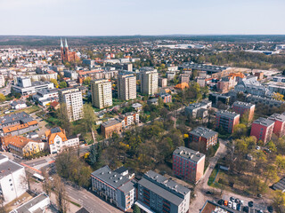 Aerial View of City Center of Rybnik, Upper Silesia. Poland.