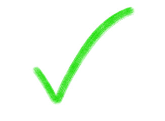 Green check mark symbol isolated on transparent background