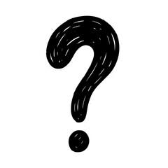 A striking black, hand-drawn question mark evokes curiosity, doubt, and the search for answers. Perfect for concepts of inquiry, mystery, and seeking knowledge.