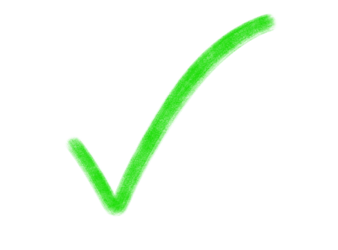 Green check mark symbol isolated on transparent background