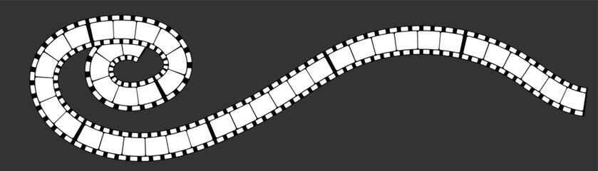 Curved film strip icon , Movie reel. Roll of retro film strip on isolated white background. Photographic film in retro style. Curved film strip. eps10