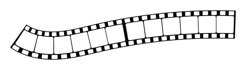 Curved film strip icon , Movie reel. Roll of retro film strip on isolated white background. Photographic film in retro style. Curved film strip. eps10