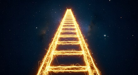 A glowing ladder made of glowing lines, symbol of ascension.
