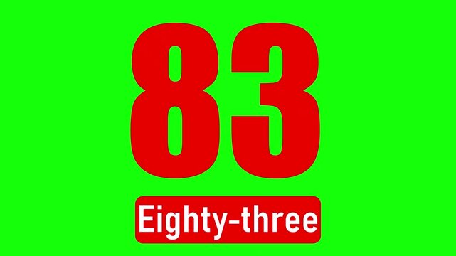 Animated number eighty-three on a green screen video asset