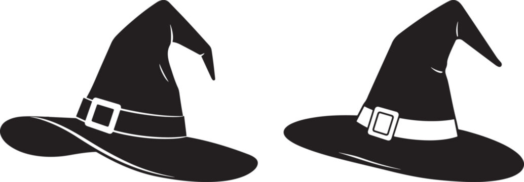 Two black witch hats silhouette