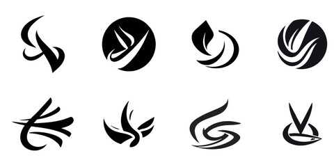 Minimalist Abstract Monogram Logo Collection in Black and White – Modern Geometric Lettermark Vector Icons for Branding and Professional Corporate Identity Design