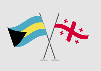 Bahamas and Georgia vector flags with equal proportion vector style