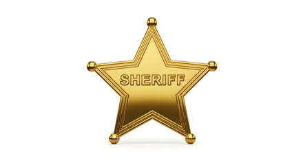 &ldquo;Gold Sheriff Badge &mdash; Classic Five-Point Star with Emblem and Ribbon Details&rdquo;