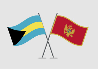 Bahamas and Montenegro vector flags in flat print-friendly format