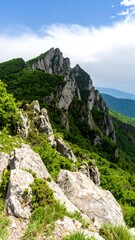 Obraz premium Mountain peak with lush vegetation