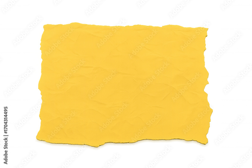 Aufkleber crumpled yellow torn paper with transparent background, creating a textured and vibrant visual eleme