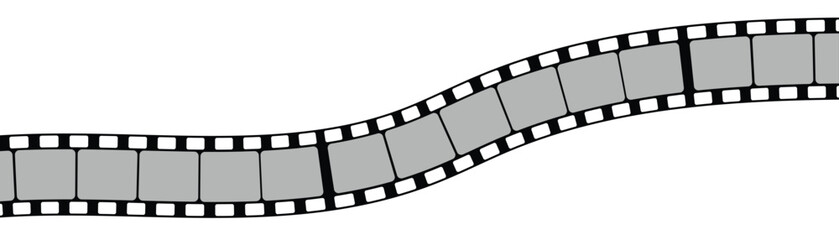 Curved film strip icon , Movie reel. Roll of retro film strip on isolated white background. Photographic film in retro style. Curved film strip. eps10
