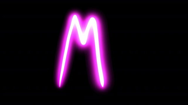 Handwritten Glowing Neon M Letter Animation On Alpha