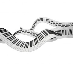 Abstract piano keyboard waves creative musical concept art flowing harmony transparent background