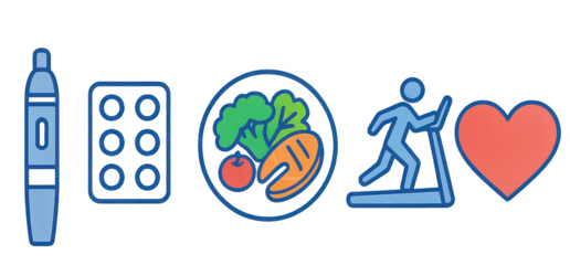 A Visual Guide to Healthy Living: Balancing Nutrition, Exercise, and Well-Being Through Simple Icons Representing a Healthy Lifestyle  isolated on white or transparent png