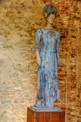 Statue of woman in blue dress , Medici fortress, Arezzo, Tuscany, Italy 