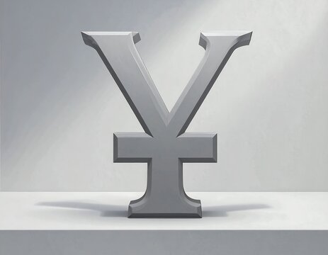 Gray Yen symbol on a light gray surface - Powered by Adobe