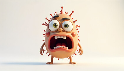 3D viruses and germs on white background