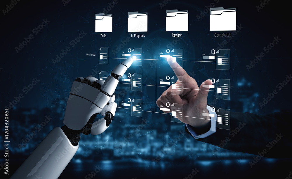Poster ai managing task workflow system, tracking document progress, analyzing productivity levels, and aut