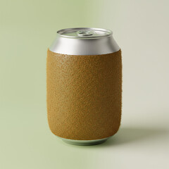 kiwi can, fruit soda concept, creative beverage design, fruit juice packaging, unique drink container