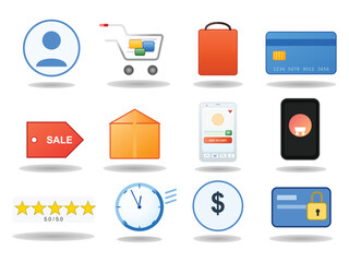 Ecommerce Shopping Icon Set Vector