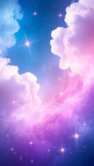 A dreamy cosmic nebula with glowing stars and soft gradients, blending space-inspired tones into an abstract flow.