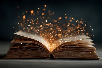 Fantasy magical book with shining aura high resolution picture