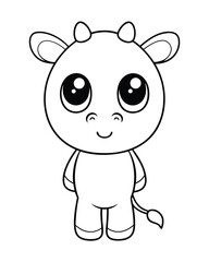 Fototapeta premium Cute cartoon calf with big eyes animal drawing
