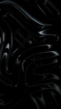 Premium modern backdrop supports looping black figures shimmering with metallic reflections in endless motion