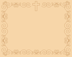 Art deco frames with cross. Christian Symbol design elements. Ornate Cross. Horizontal Frame. Memorial design elements. For Easter, Spring, baptism , wedding cards. Catholic. Vector illustration