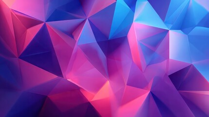 Obraz premium blue purple pink lowpoly geometric abstract background with minimalist 3d rendering hdr lighting and soft glow for presentations and banners