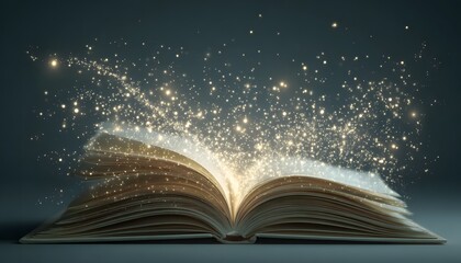 Fantasy book with glowing pages.