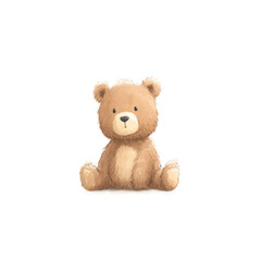 Fototapeta premium Cute fluffy teddy bear sitting alone on white background, cut out