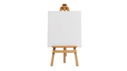 Empty white canvas on a simple wooden easel