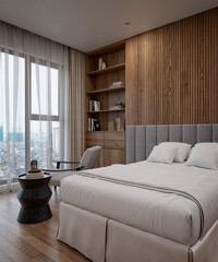Luxury and modern hotel room 3d render